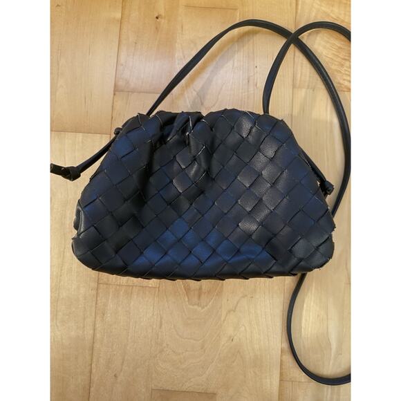 tiffany and fred Paris Braided Leather Woven Clutch Crossbody Navy Blue - Picture 3 of 6